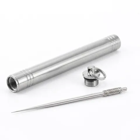 Portable Titanium Stainless Steel Toothpick Holder Waterproof Mini Outdoor Toothpick Box Travel Storage Container With Keychain