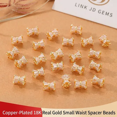 Perles d'Espacement de Taille en Cuivre Plaqué Or 18K Avec Zircone Forme de Nœud Accessoires de Fabrication de Bijoux DIY