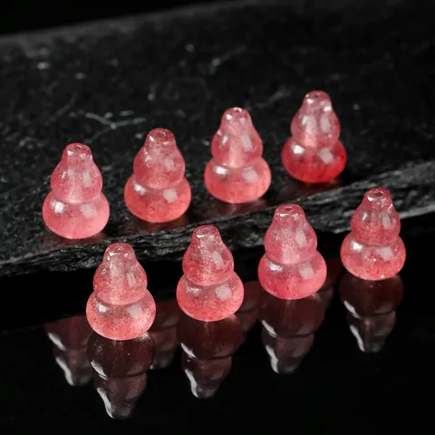Cuentas de Cuarzo Fresa Natural Forma de Calabaza para Joyería DIY Cristal Rosa Espaciadores para Pulsera Collar Artesanías Hechas a Mano