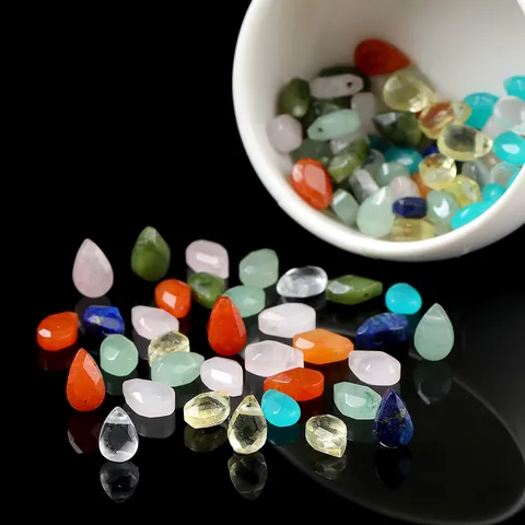Facettierte Flache Wassertropfen Perlen Kollektion Naturstein Glas Lose Perlen Für DIY Halskette Anhänger Schmuckherstellung Zubehör