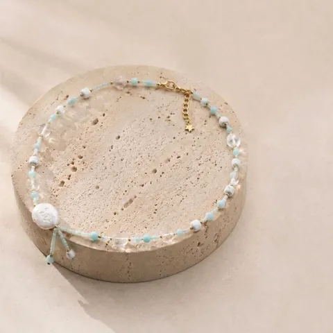 Natürliche Amazonit Süßwasserperlen Halskette Weißes Perlmutt Schmetterling Quaste Energiestein Handgefertigte Choker Schmuck Für Damen