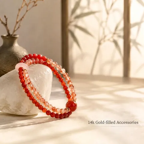 Pulsera Multivuelta de Amatista Natural Cuarzo Fresa Ágata para Mujer Nuevo Estilo Chino Cristal Curativo con Cuentas