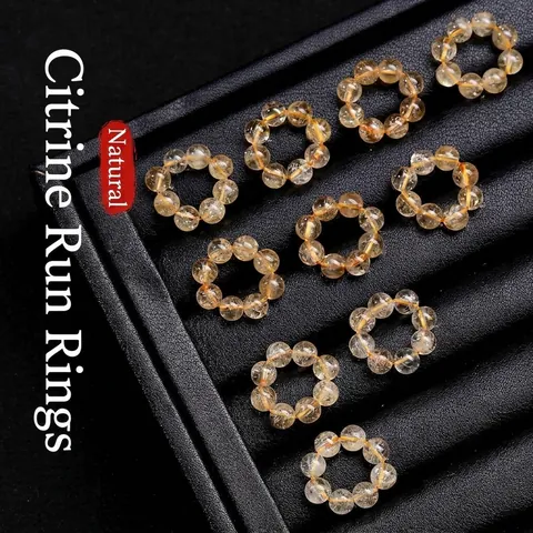 Anello Scorrevole in Cristallo Sfaccettato di Citrino Dorato Naturale per Gioielli Fai-da-te Collana Accessori per Orecchini Gioielli