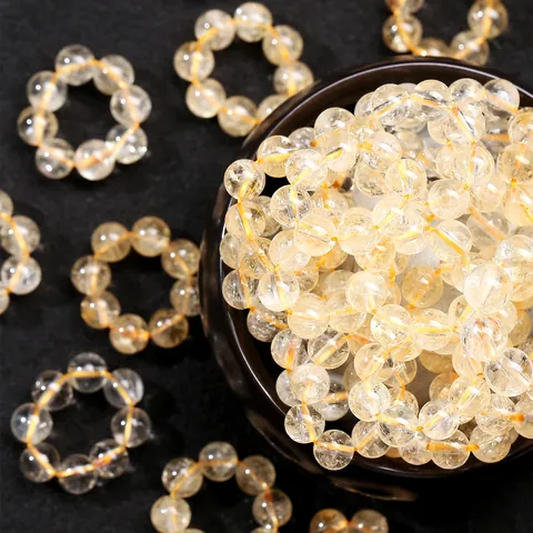 Anello Scorrevole in Cristallo Sfaccettato di Citrino Dorato Naturale per Gioielli Fai-da-te Collana Accessori per Orecchini Gioielli