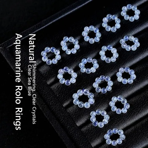 Natural Aquamarine Ice Blue Crystal Spacer Rings Handcrafted Gemstone Jewelry Making Findings For DIY Jewelry Accessories