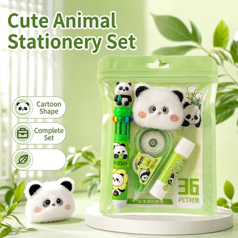 Cute Cartoon Animal Stationery Set Capybara Panda Multi-Color Pen Correction Tape Glue Stick For Kids School Gift Pack