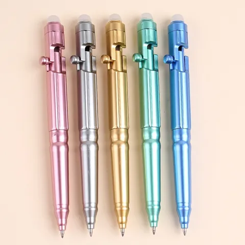 Erasable Bolt Action Gel Pen Creative Mechanical Style 0.5 Metallic Finish Writing Stationery For Students Office Everyday