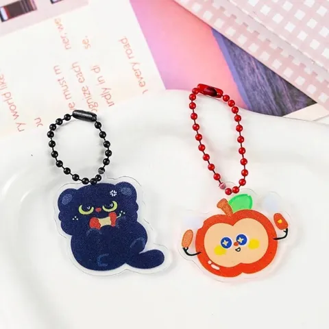 Cartoon Apple Cat Acrylic Keychain Cute Ins Style Cat Apple Pendant For Bag Pencil Case Decoration Keychain For Students Kids Gift