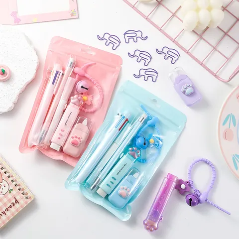 Cute Cat Paw Multi-functional Stationery Gift For Kids Students School Office Supplies Including Pen Pencil Eraser Correction Tape