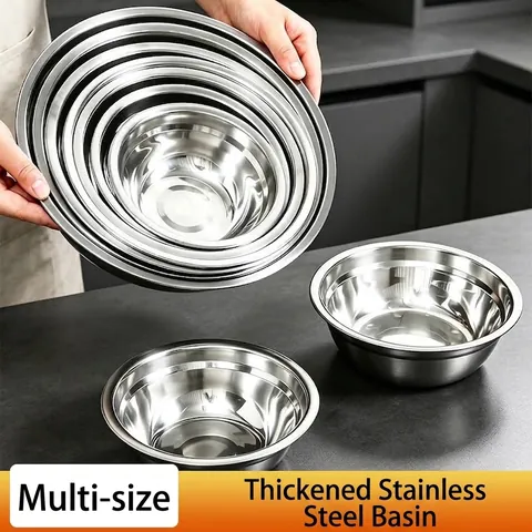 Stainless Steel Round Soup Plate Deep Dinner Dish Nesting Serving Tray For Kitchen Home Restaurant Polished Metal Bowl