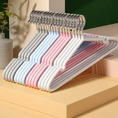Non-Slip Plastic Coated Metal Clothes Hangers Wide Shoulder No Marks Heavy Duty Drying Rack For Home Closet Organization