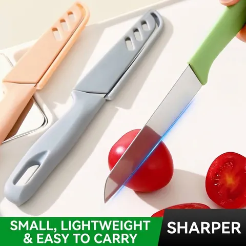 Cuchillo para Fruta Portátil de Acero Inoxidable Con Cubierta Protectora Hueca Funda para Cocina Picnic Dormitorio Herramienta de Pelado