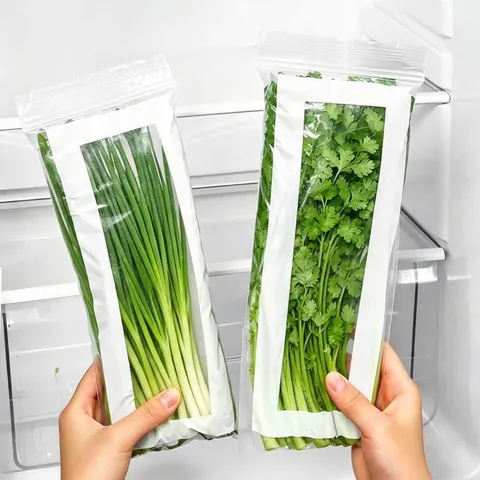 Reusable Long Food Storage Bag Double Seal Thickened Ziplock Fresh Keeping Bags For Vegetables Refrigerator Organizer
