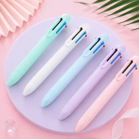 Six-in-One Macaron Color Ballpoint Pen 0.5mm Multi-Color Retractable Writing Pen For Journaling School Office Marking Supplies