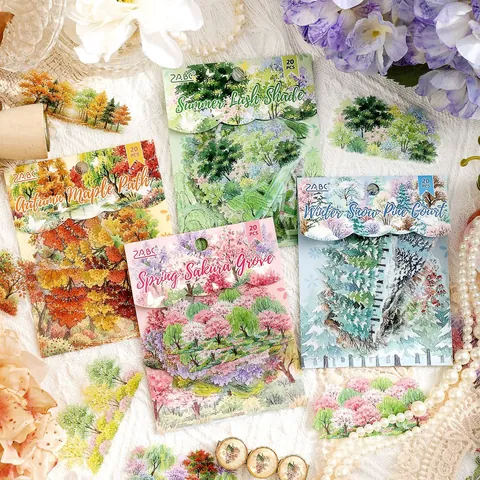 Vintage Forest Series PET Journal Stickers Waterproof Scrapbooking Decorative Labels For DIY Art Craft Planner Journaling
