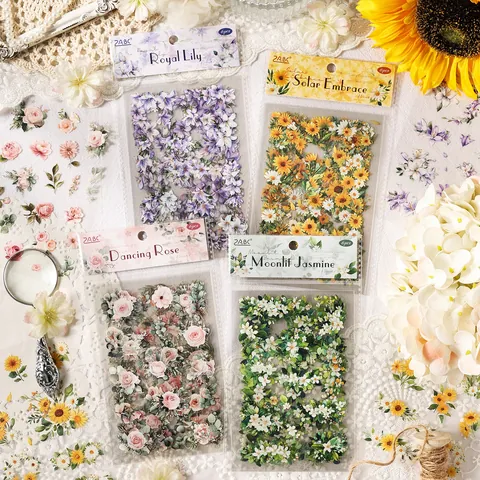 Vintage Pastoral Floral Sticker Collection PET Waterproof Scrapbooking Decorative Stickers For Journal DIY Student Stationery