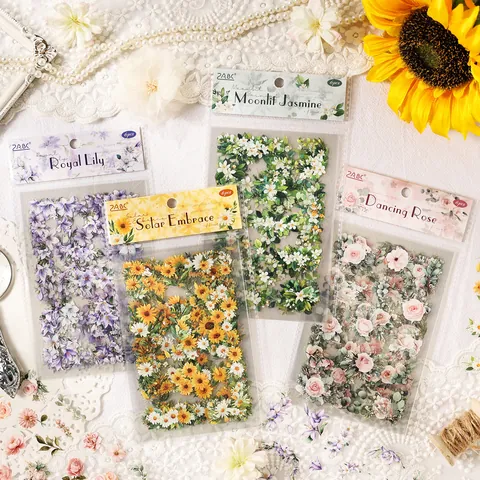 Vintage Pastoral Floral Sticker Collection PET Waterproof Scrapbooking Decorative Stickers For Journal DIY Student Stationery