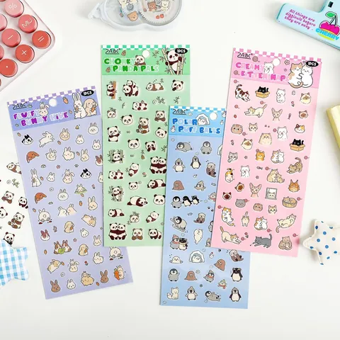 Cute Cartoon Animal Stickers Waterproof PET Decorative Stationery Decals For DIY Scrapbooking Journaling Phone Case Crafting Supplies
