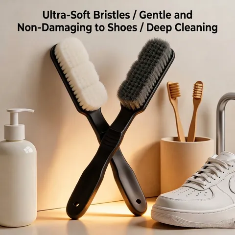 Soft Bristle Shoe Brush Nano Fiber Deep Cleaning Tool With Ergonomic Handle No Damage Household Shoe Care Cleaning Brush