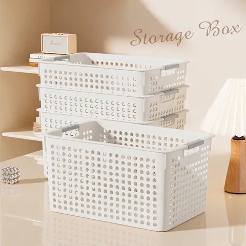 Cesta de Almacenamiento de Plástico Hueca Con Asas Organizador de Escritorio Portátil para Cocina Frutas Snack Juguete Baño Ropa Caja