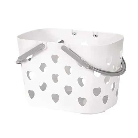 Portable Heart Hollow Plastic Shower Basket With Handles Drainage Bath Storage Caddy For Bathroom Toiletries Organizing Gray Green White