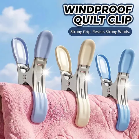 Stainless Steel Windproof Drying Clip Non-Slip Silicone Dipped Large Quilt Clip For Home Outdoor Laundry Bed Sheet Fixed