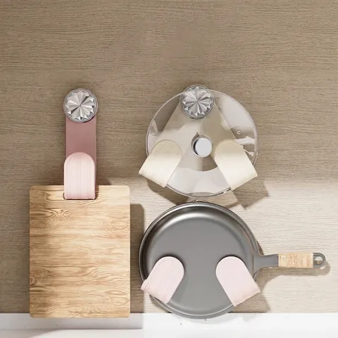 ABS Suction Cup Rotating Pot Lid Rack Wall Mounted Punch Free Kitchen Storage Rack For Cutting Board Pan Lid Organizer