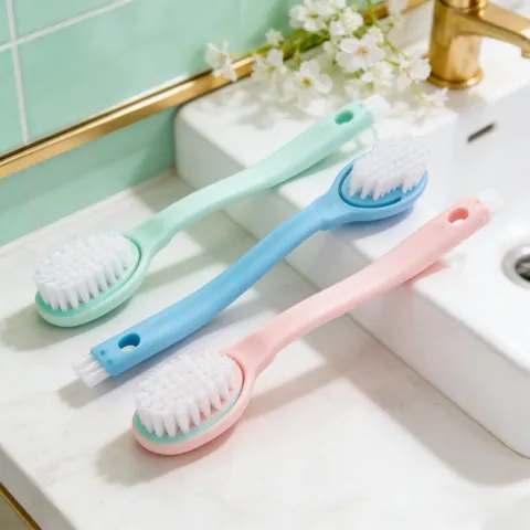 Double-Headed Long Handle Shoe Brush Minimalist Plastic Soft Bristle Cleaning Tool With Hanging Hole For Sneakers Boots