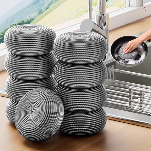 Stainless Steel Scouring Pads Kitchen Wire Cleaning Ball Heavy Duty Pot Pan Cleaner Food Grade Non Shedding Dish Scrubbers