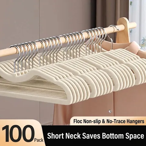 Space Saving Short Neck Flocked Hangers Modern Non-Slip Seamless Velvet Hangers For Closet Organization Home Storage Hangers