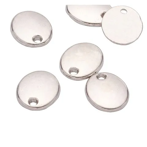 Colgante de Etiqueta de Acero de Titanio para Grabado DIY Logo Redondo Ovalado Accesorio de Llavero Joyería Personalizada