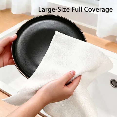 White Bamboo Fiber Kitchen Dish Cloth High Absorbency Thickened Cleaning Towel For Washing Dishes Baking Restaurant Use