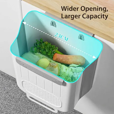 Cubo de Basura Plegable de Pared para Cocina de Plástico Gran Capacidad Contenedor de Residuos para Puerta de Gabinete Baño