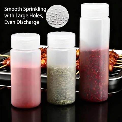 Commercial Plastic Spice Shaker Bottle Translucent HDPE Seasoning Dispenser For BBQ Powder Salt Pepper Shaker Kitchen Storage Organization Tool