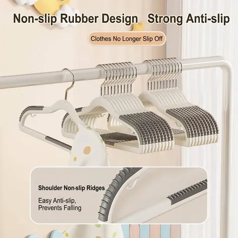 Cintres Antidérapants pour Enfants Cintres en Plastique PP Gain de Place pour Bébés Enfants Sans Bosses d'Épaule Crochet en Métal