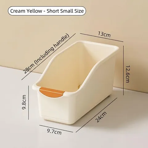 Pull-Out Kitchen Organizer Box With Rollers And Handle Minimalist Plastic Cabinet Storage Bin For Snacks Pot Seasoning Bottle