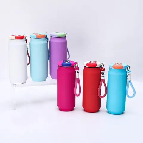 Soda Can Shaped Stainless Steel Vacuum Flask Portable Travel Mug With Lanyard 304 Inner 201 Outer Insulated Water Bottle For Sports Office Home