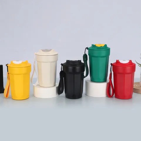 Achteckige 316 Edelstahl Kaffeetasse Mit Trageschlaufe Auslaufsichere Tragbare Vakuumisolierte Thermoskanne Für Das Büro