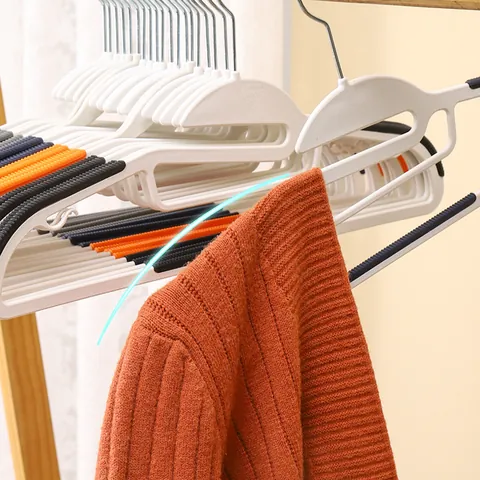 10 Stuks PP Plastic Anti-slip Naadloze Kledinghangers Breed Schouder Anti-deformatie Droogrek Voor Kast Thuisorganisatie