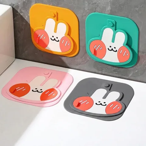 Cartoon Rabbit Silicone Floor Drain Cover Deodorant Sewer Filter Mat Rotatable Double Layer Hair Catcher For Bathroom Kitchen Sink