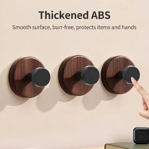 Mid Century Walnut Wood Grain Suction Cup Hooks No Drilling Reusable Wall Hooks For Bathroom Entryway Kitchen Keys Towel