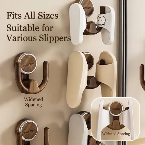 Vintage Wood Grain Suction Cup Bathroom Hook ABS No Drill Wall Mounted Slipper Rack Hair Tie Storage Holder For Home
