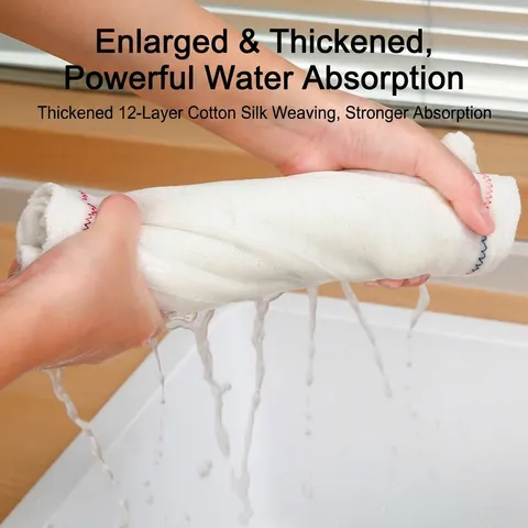 Thickened Cotton Gauze Dishcloth Highly Absorbent Kitchen Cleaning Cloth With Rainbow Edge For Washing Dishes Household Kitchen Tool