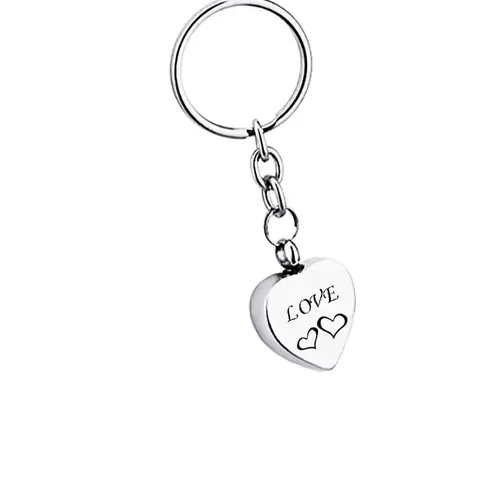 Stainless Steel Heart Cremation Urn Keychain For Ashes Pet Human Memorial Keepsake Love Pendant Memorial Jewelry Gift