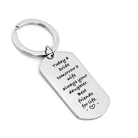 Stainless Steel Dog Tag Pendant Engraved Today A Bride Tomorrow A Wife Heart Pattern For Wedding Gift DIY Jewelry Finding