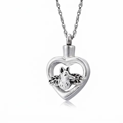 Stainless Steel Heart Urn Necklace Memorial Keepsake Pendant With Tree Of Life German Shepherd Relief For Pet Ashes Men Women Jewelry Gift