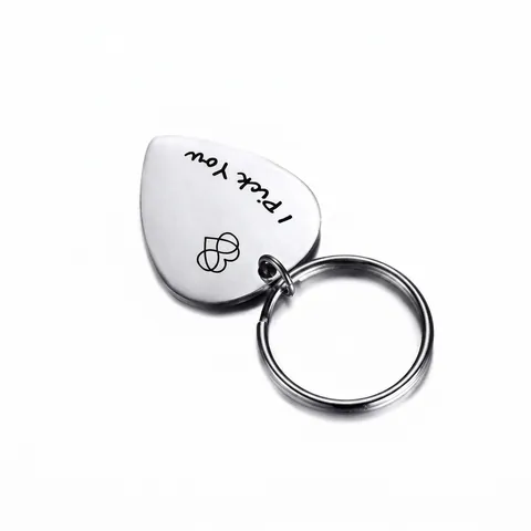 Minimalist I Pick You Stainless Steel Guitar Pick Keychain For Music Lovers Infinity Heart Charm Key Ring Gift Jewelry