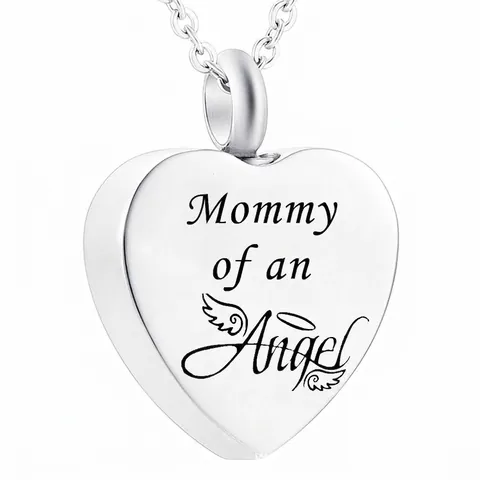 Edelstahl Herz Einäscherung Urne Halskette Für Asche Mommy Of An Angel Gedenkanhänger Engelsflügel Andenken Für Damen