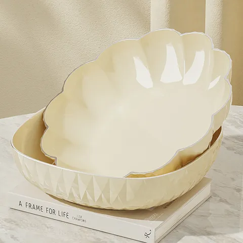 Cream Style Plastic Fruit Plate Light Luxury Decorative Serving Bowl For Living Room Coffee Table Snacks Candy Tray