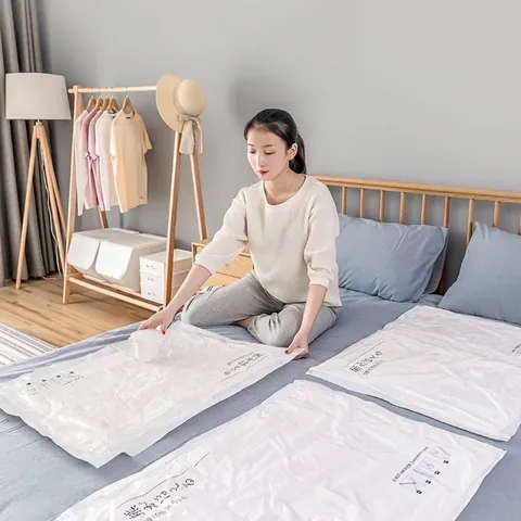 Vacuum Compression Bags Space Saving Storage Bags For Quilts Blankets Down Jackets Reusable Sealing Bags For Home Travel